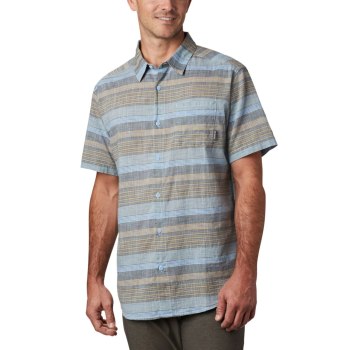 Columbia Under Exposure Yarn-Dye Short Sleeve, Camisa Azules Rayas Para Hombre | 582037-ZPY